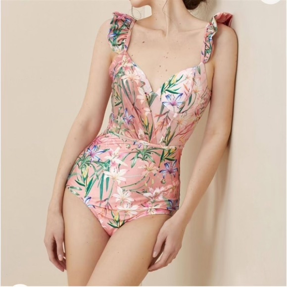 COPY - Women’s one piece swimsuit with beach cover up wrap skirt sarong - Picture 3 of 7